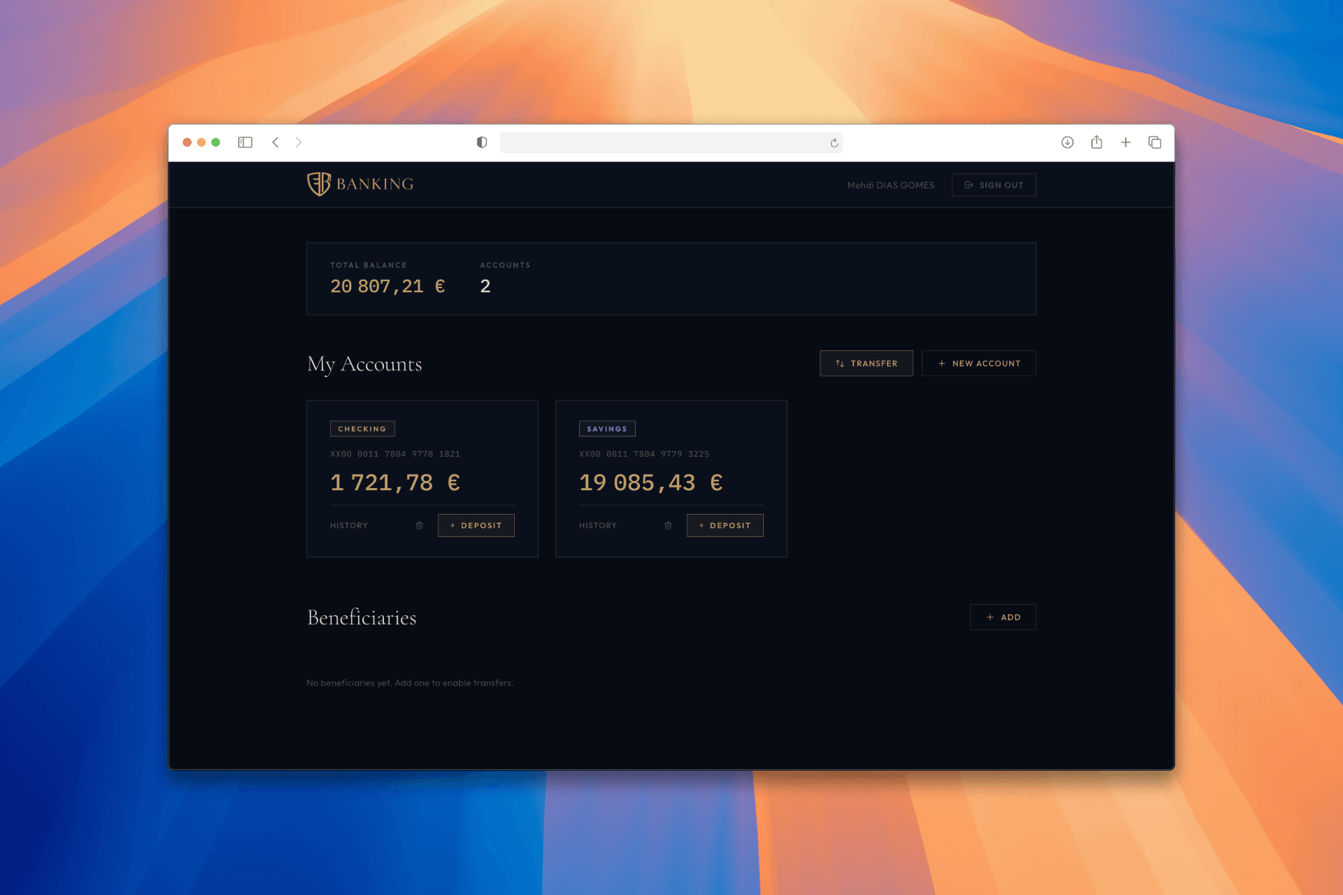 Aperçu du projet Banking